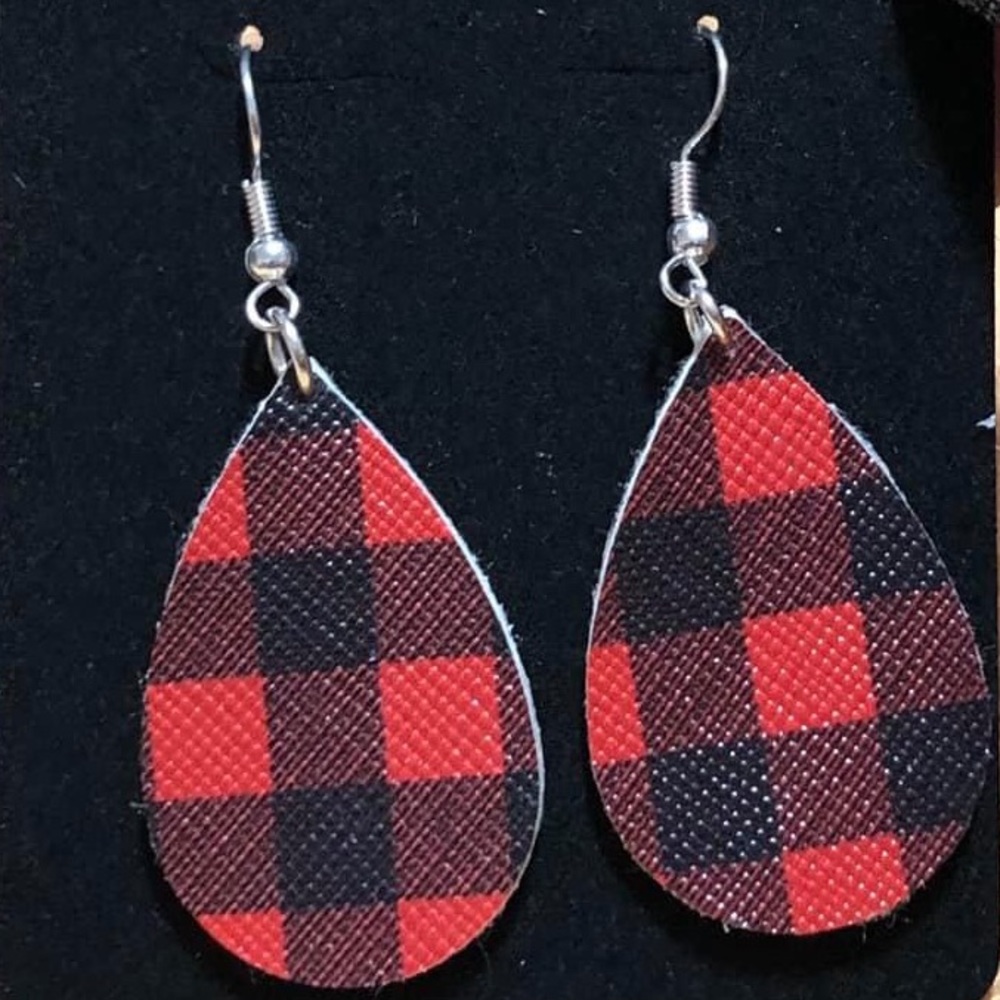 BUFFALO PLAID LEATHER EARRINGS